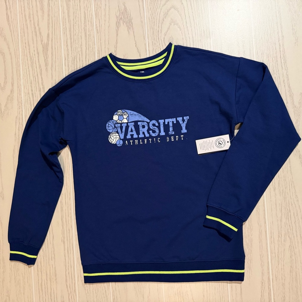 Ideology Girls‎ Varsity Graphic Sweatshirt Blue Size Large NEW